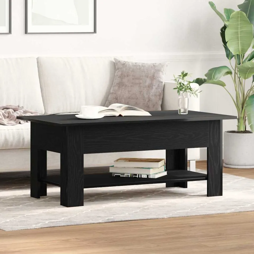 vidaXL Salontafel Zwart Eiken 102 x 55 x 42 cm Bewerkt hout, foto 3
