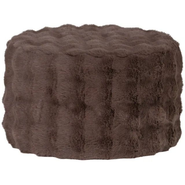 WOOOD Olven Poef Laag - Fluffy Stof - Bruin - 36x60x60 brown