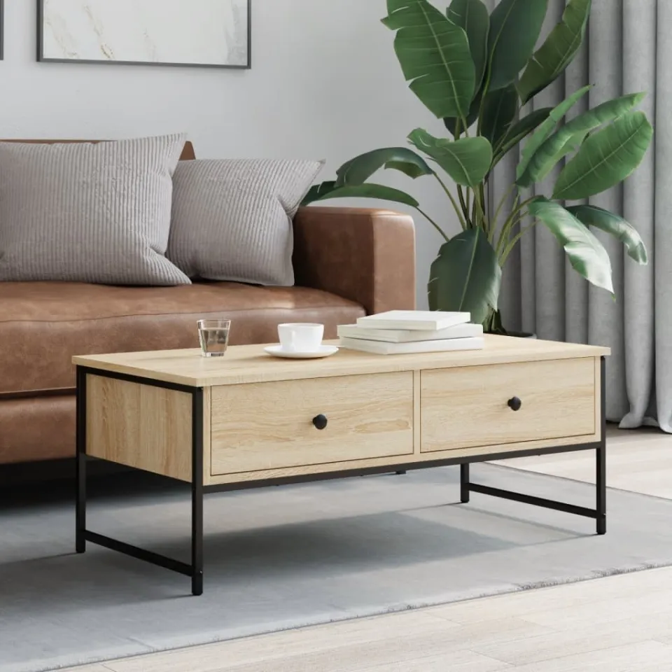 vidaXL Salontafel 101x49x39,5 cm bewerkt hout sonoma eikenkleurig, foto 2