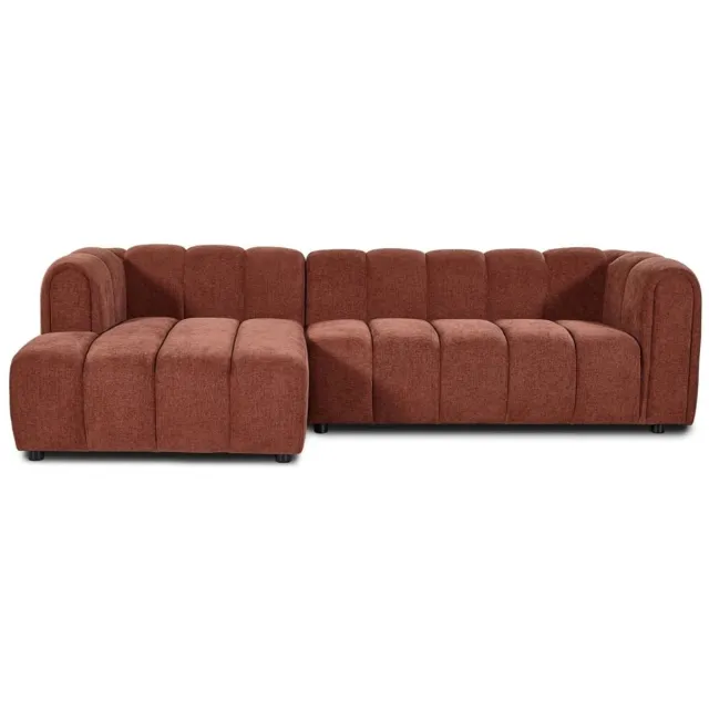 Giga Living Hoekbank Fay Chenille Burgundy Links - Giga Meubel
