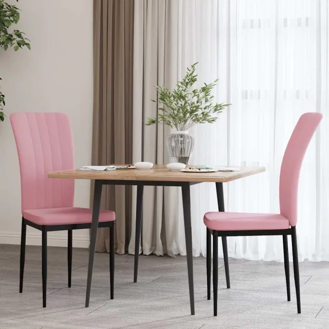 vidaXL Eetkamerstoelen 2 st fluweel roze, foto 2