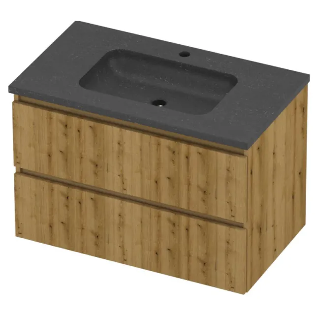 Proline Rollo Badmeubelset Hardsteen Elegant 1 Kraangat 80x46x54 cm Blue Stone Urban Oak Eiken