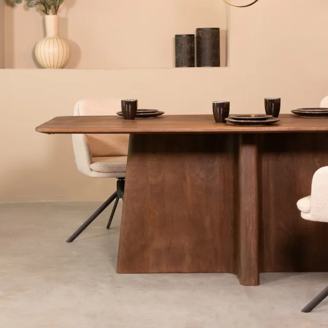 LABEL51 Scott Eetkamertafel - Bruin - Hout - 220 cm Espresso