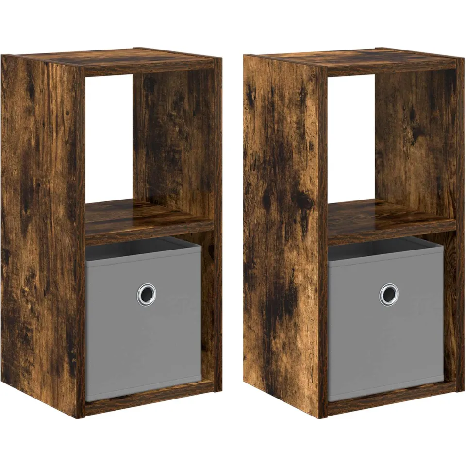vidaXL Nachtkastje 2 st Gerookt eiken 25,5 x 22 x 49,5 cm Bewerkt hout, foto 3