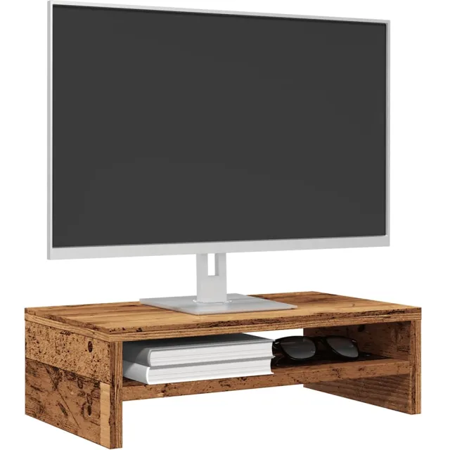 vidaXL Monitorstandaard 42x24x13 cm bewerkt hout oud houtkleurig Bruin