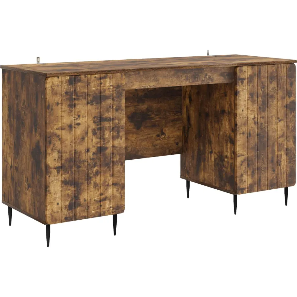 vidaXL Bureau Gerookt eiken 142,5 x 50 x 75 cm Bewerkt hout, foto 3