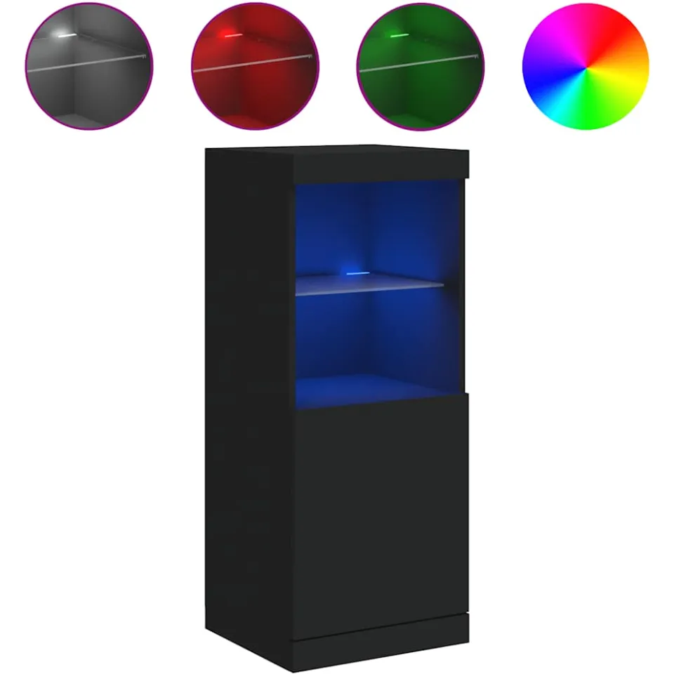 vidaXL Dressoir met LED-verlichting 41x37x100 cm zwart, foto 2