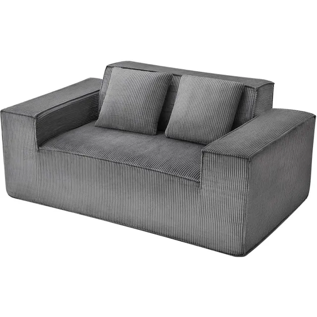 Vevor Loveseat Sofa Corduroy Sofa 160cm Grijs Tweezitsbank Slaapkamer