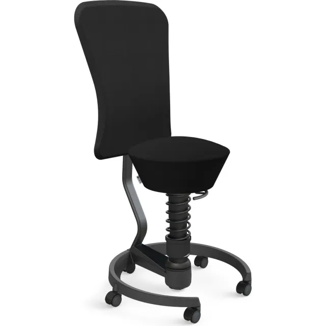 AERIS SWOPPER with backrestfootring with castors (soft floor), black spring strut type: standard, black, spring black seat cover: wool blend Select (Gabriel), black backrest pole: black, backrest cover: wool blend Select (Gabriel), black zwart - harde wielen