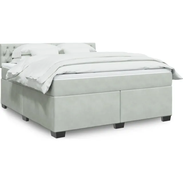 vidaXL Boxspring met matras fluweel lichtgrijs 180x200 cm grijs
