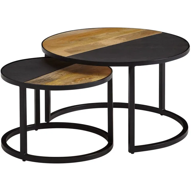 Sky Style Plus Salontafel Set Massief Mango / Steen Bruin / Antraciet
