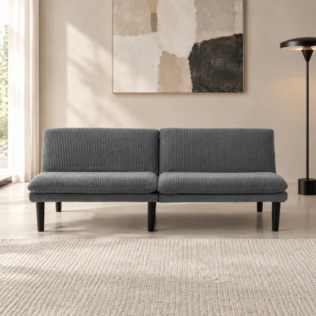WUVRIE 2-zits slaapbank 168 cm - 3-standen verstelbare rugleuning - Grijs