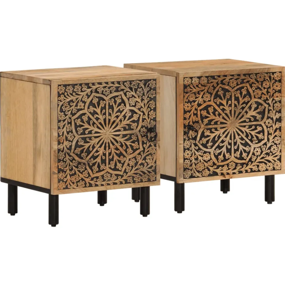 vidaXL Nachtkastjes 2 st 40x33x46 cm massief mangohout bruin