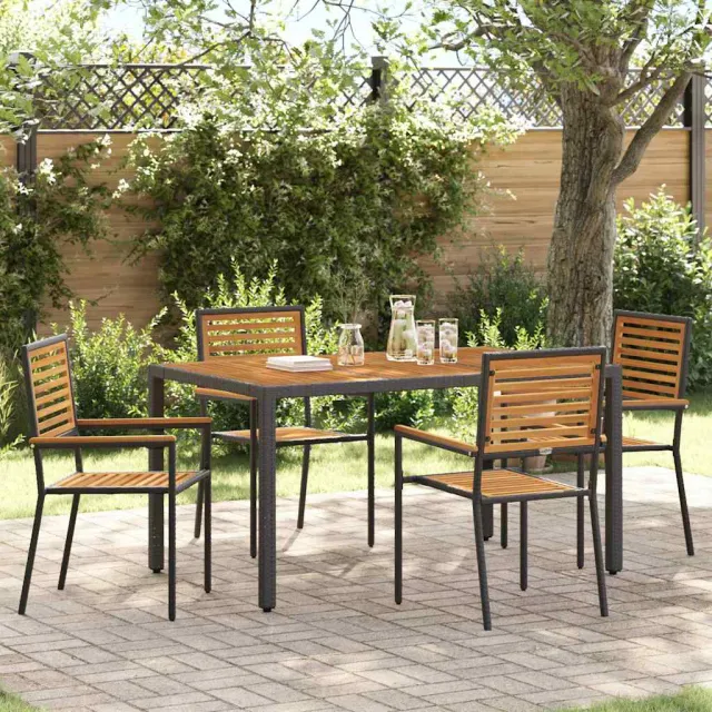 vidaXL Tuin eettafelset 5 st Zwart en Bruin poly rattan