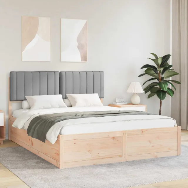 vidaXL Bedframe met Gevoerd Hoofdgedeelte Lichtgrijs 160 x 200 cm