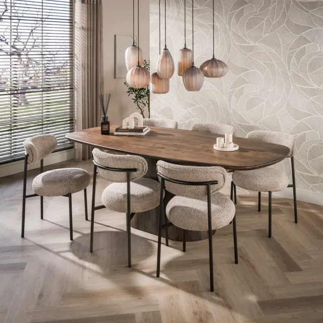 Giga Living Giga Meubel Eettafel Central - Deens Ovaal Bruin Hout - 180x90x77cm