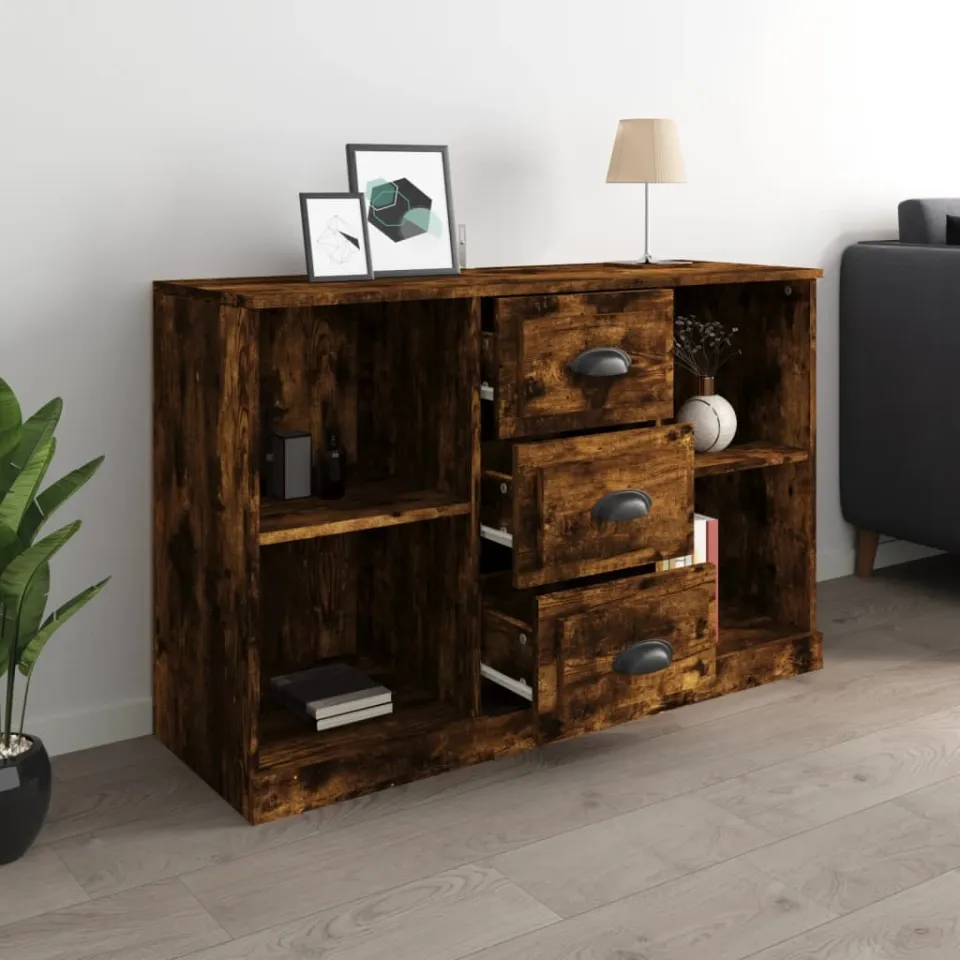 vidaXL Dressoir 104,5x35,5x67,5 cm bewerkt hout gerookt eikenkleurig, foto 3