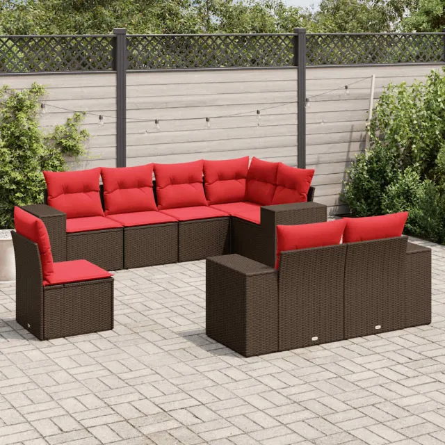 vidaXL 8-delige tuinbankset met kussens, bruin polyrotan, foto 2