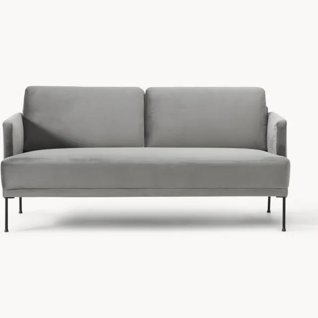 Westwing Collection Fluwelen bank Fluente (2-zits) Grijs