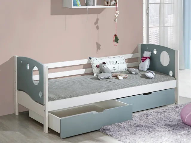 Mobistoxx KIWI kinderbed witte pijnboom grijs