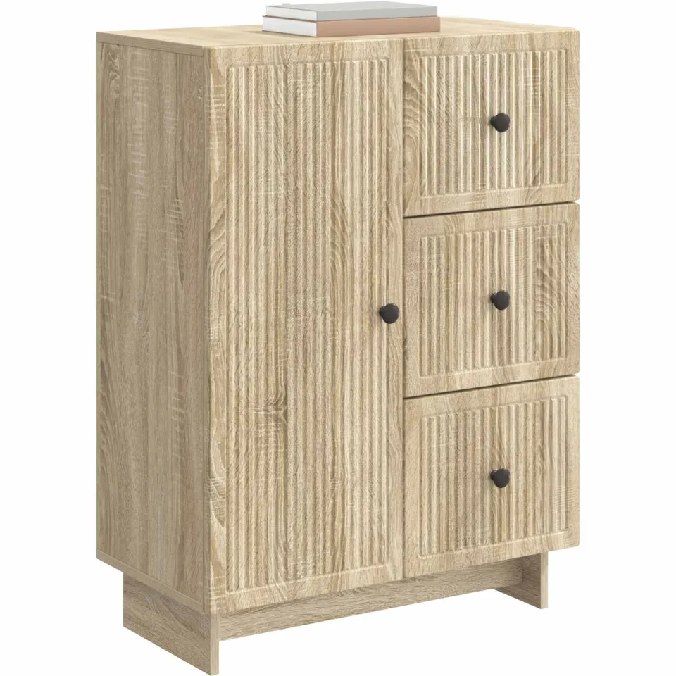 vidaXL Dressoir met lade Sonoma Eiken 66 x 34,5 x 90 cm Bewerkt hout Bruin