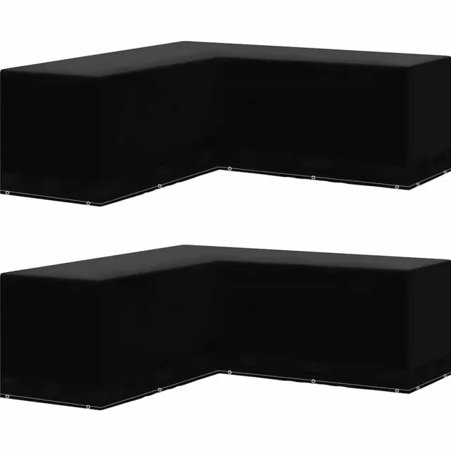 vidaXL Tuinmeubelhoezen 2 st L-vormig 12 oogjes 250x250x90 cm Zwart