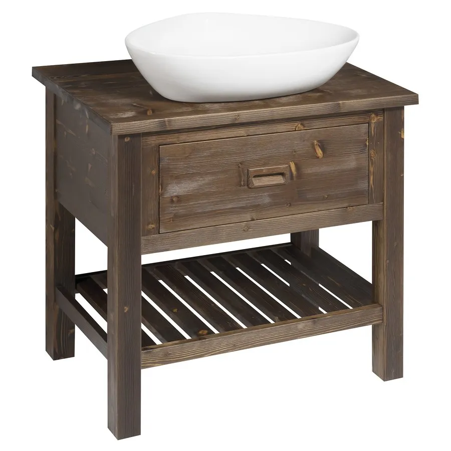Sapho Brand Wastafelonderkast 80x73x50cm, gebeitst vuren Bruin