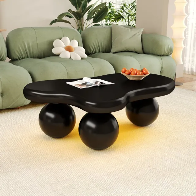 Clruro Salontafel - Wolkvorm - Wolkvorm en LED 16 Kleuren - Uniek en Modern Design - MDF - Zwart