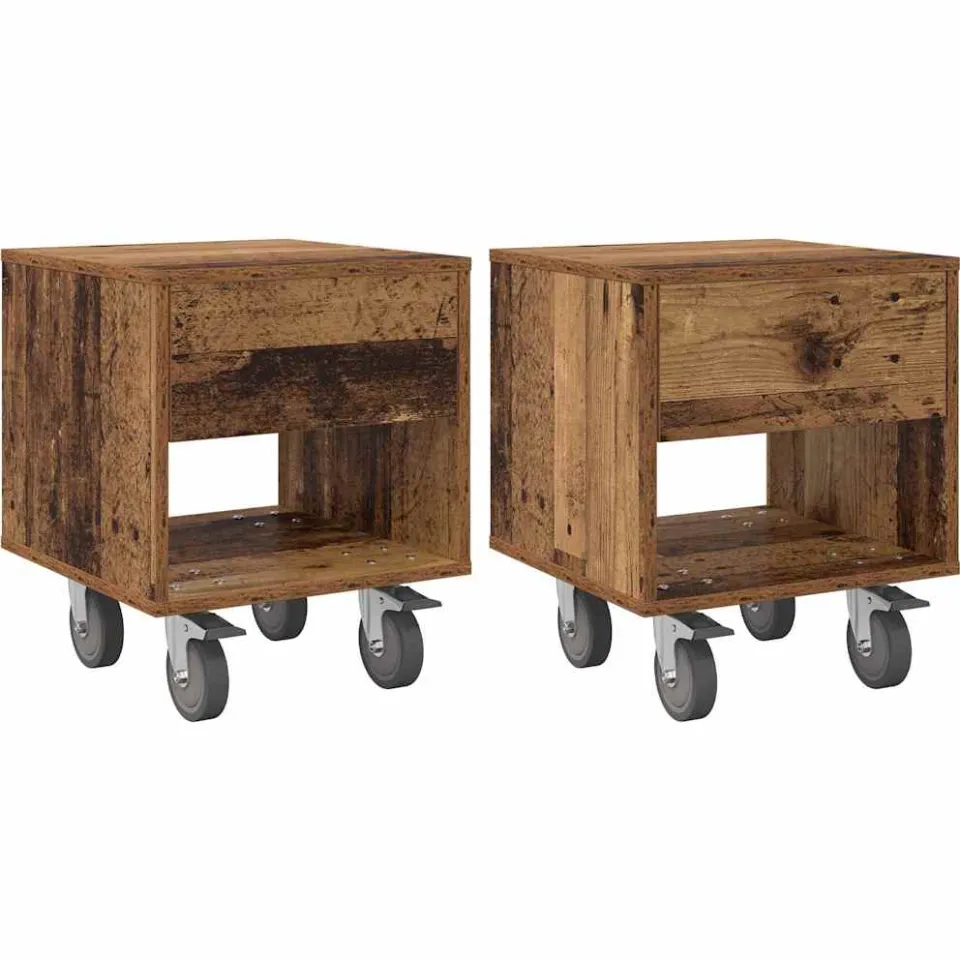 vidaXL Nachtkastje 2 st Oudhout 40,5 x 40 x 48 cm Bewerkt hout bruin, foto 3