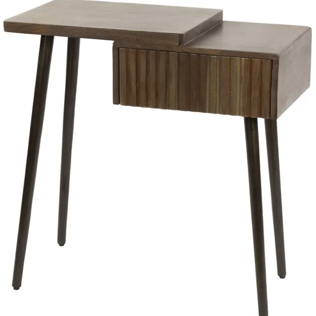 G***-M Giga Meubel Nachtkastje Carve Links - Bruin Acaciahout - 60x30x61cm
