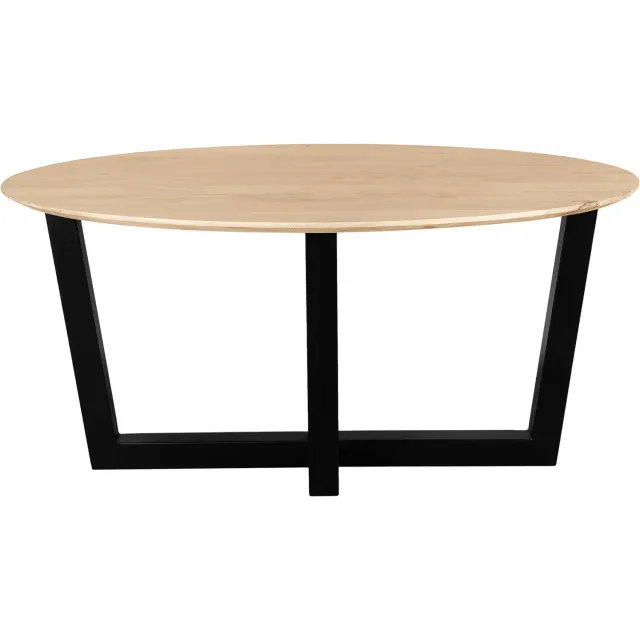 QUVIO Eettafel Sofia - Ovaal - 160x90 cm - W-poot - FSC® gecertificeerd mangohout - Naturel Lichtbruin