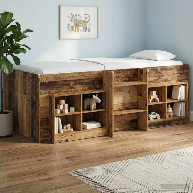 vidaXL Kinder Hoogslaper Oud hout 80 x 200 cm Bewerkt hout Bruin