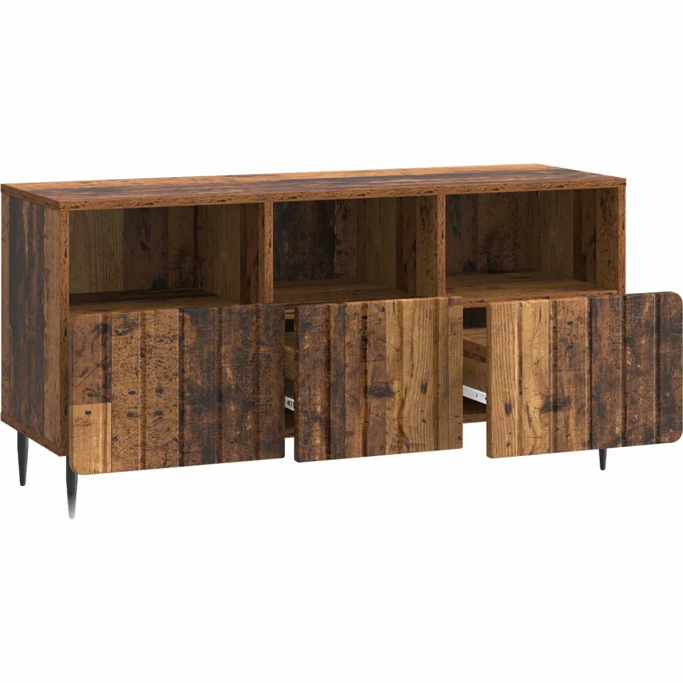 vidaXL TV-kast met lade Oud hout 102 x 34,5 x 50 cm Bewerkt hout bruin, foto 4