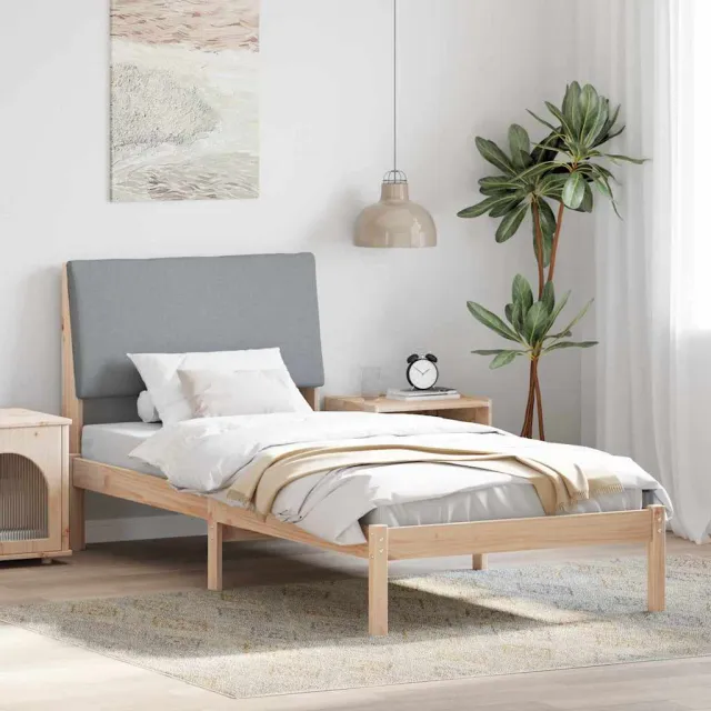 vidaXL Bedframe Bruin en lichtgrijs 100 x 200 cm Massief grenenhout