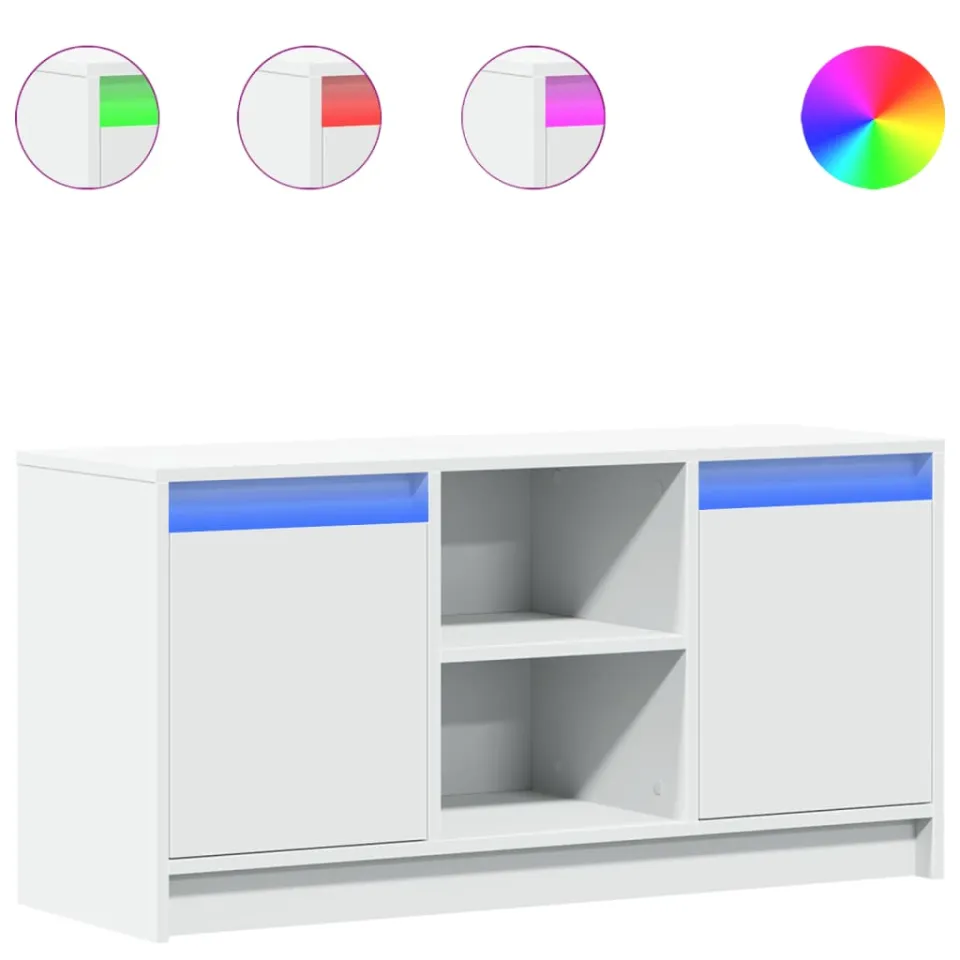 vidaXL Tv-meubel met LED 100x34x50 cm bewerkt hout wit, foto 3