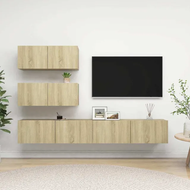 vidaXL 4-delige Tv-meubelset bewerkt hout sonoma eikenkleurig, foto 2