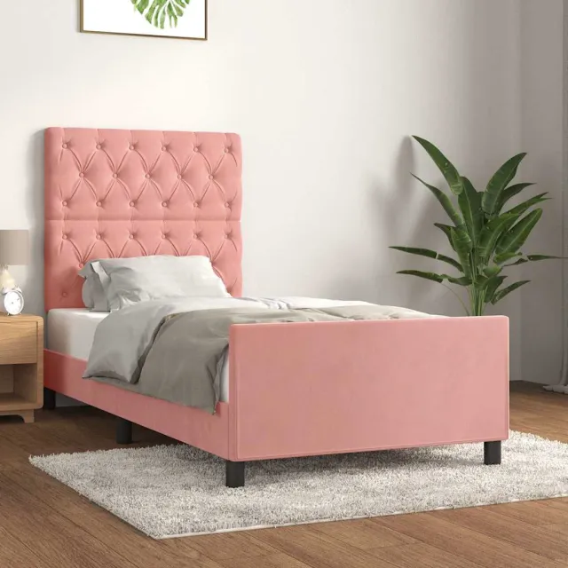 vidaXL Bedframe met hoofdeinde fluweel roze 80x200 cm