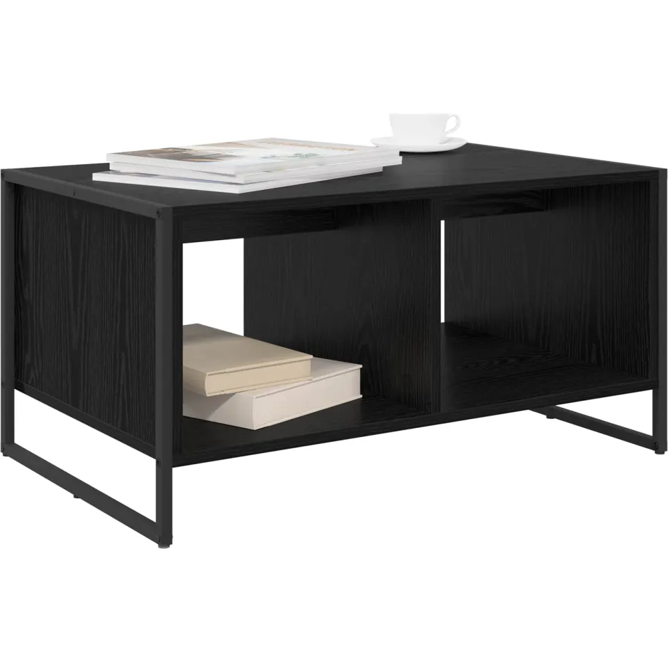 vidaXL Salontafel Zwart Eiken 80 x 50 x 40 cm Bewerkt hout