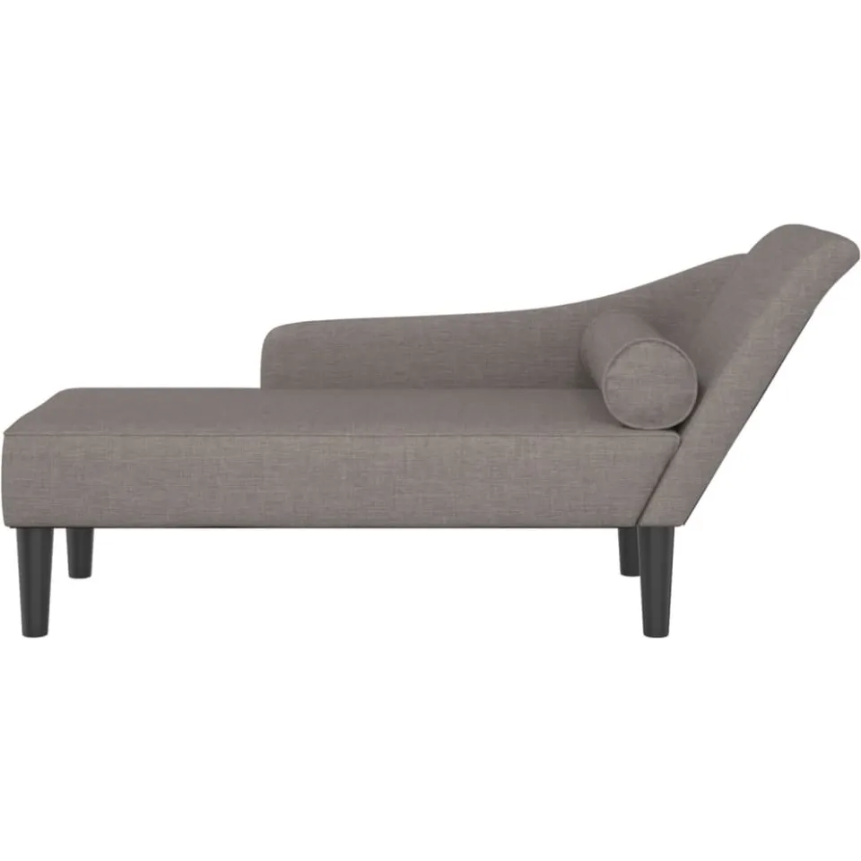 vidaXL Chaise longue met kussens stof taupe, foto 3
