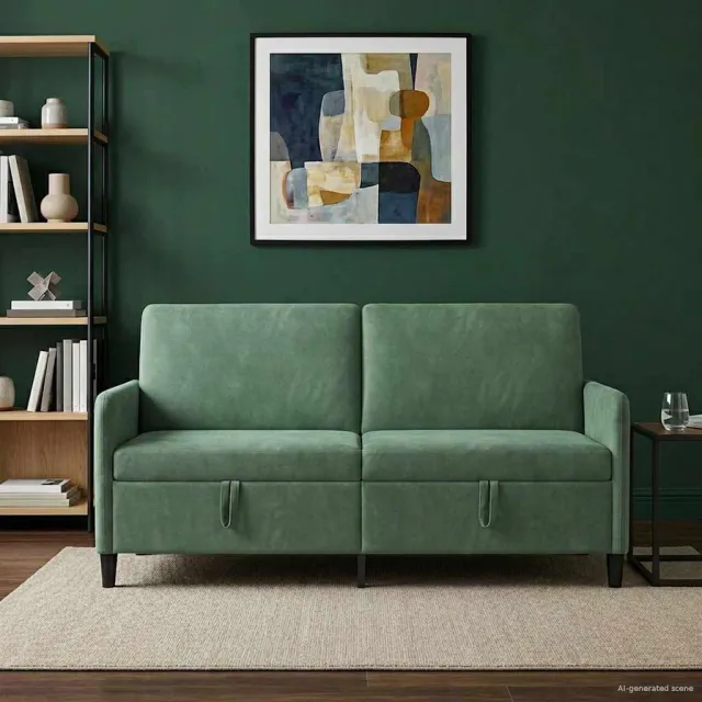 vidaXL Bank met opslag 3-zits Zeegroen 172 x 78 x 87 cm Polyester