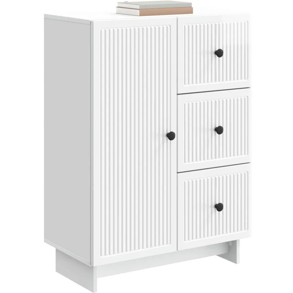 vidaXL Dressoir met lade Hoogglans Wit 66 x 34,5 x 90 cm Bewerkt hout