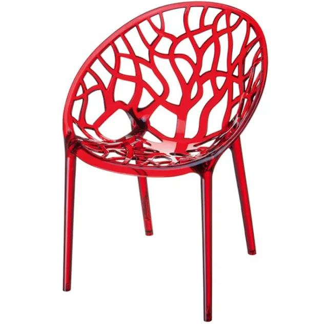 Tuinstoel Crystal rood transparant kunststof