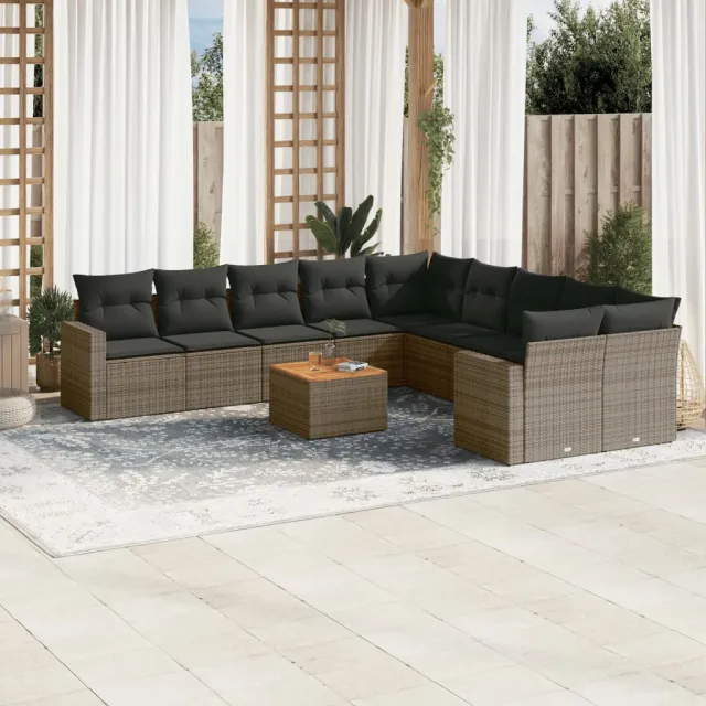 vidaXL Patio Sofa Set 10-zits Grey and Dark Grey, foto 2