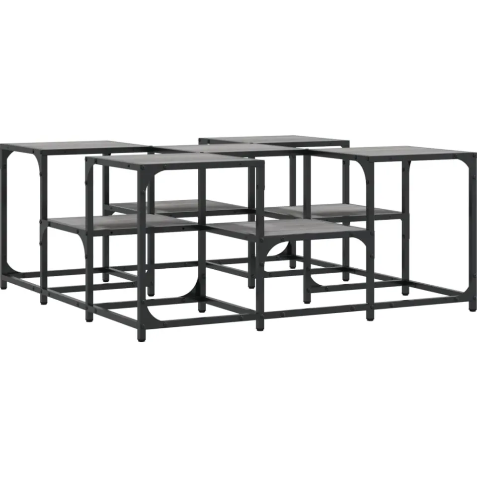 vidaXL Salontafel 91x91x40 cm bewerkt hout grijs sonoma eikenkleurig, foto 4