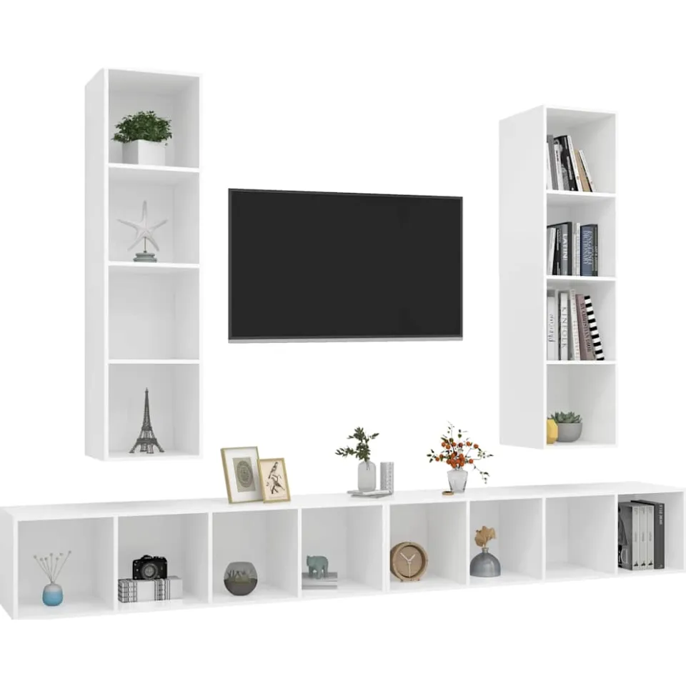 vidaXL Tv-wandmeubelen 4 st bewerkt hout wit, foto 4