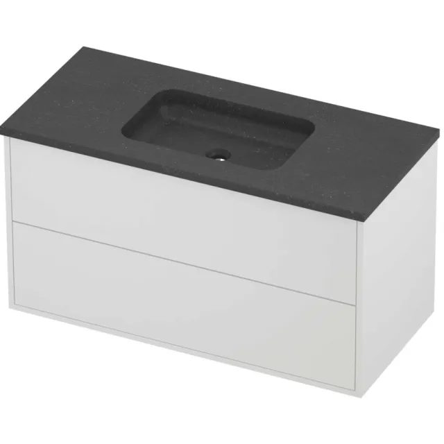 Proline Rollo Badmeubelset Hardsteen Elegant In Kader 100x46x54 cm Blue Stone Mat White Mat Wit
