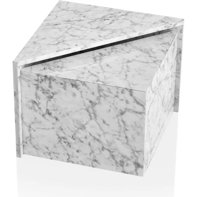 Sky Style Monobloc HG Wit Salontafel Set Marmerlook