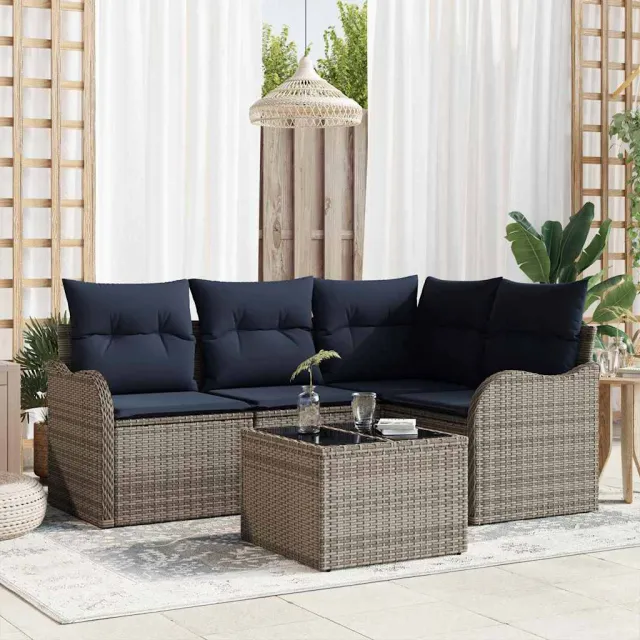 vidaXL Tuin Sofa Set Grijs poly rattan, foto 2