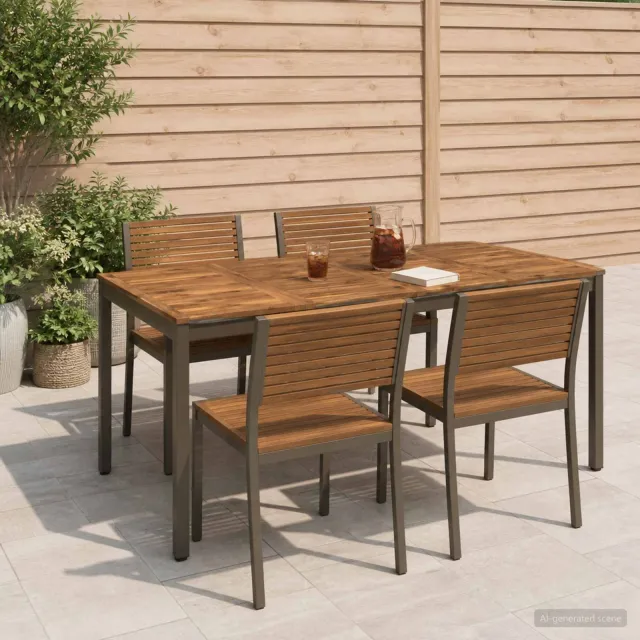 vidaXL Tuindiner tafel NAARDEN Natuurlijk en Koffie 180 x 88,5 x 75 cm bruin, foto 2