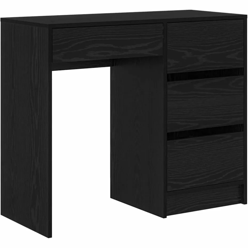 vidaXL Bureau Zwart Eiken 90 x 37,5 x 75 cm Bewerkt hout, foto 3